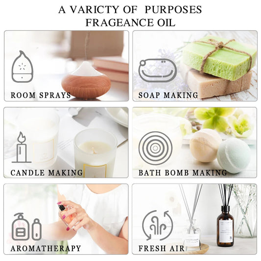 MAYJAM 1PCS 30ML Aromatherapy Essential Oil Lavender Vanilla Jasmine Eucalyptus Peppermint Aroma Oil for Diffuser Candle Soap